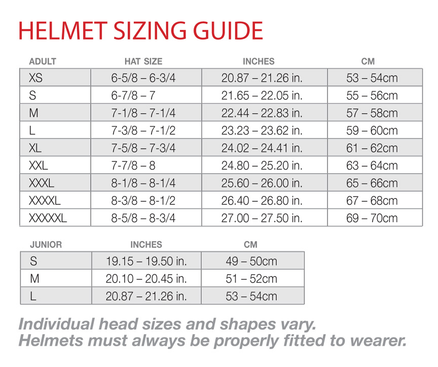 Helmet Size Chart